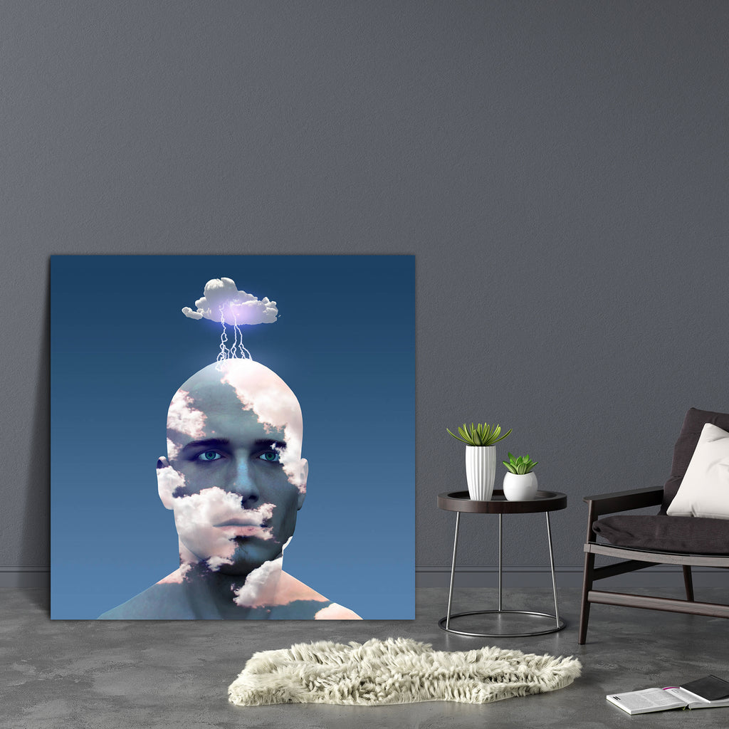 Head In Clouds Canvas Painting Synthetic Frame-Paintings MDF Framing-AFF_FR-IC 5002347 IC 5002347, Abstract Expressionism, Abstracts, Art and Paintings, Black and White, Conceptual, Illustrations, Inspirational, Memories, Motivation, Motivational, Nature, People, Scenic, Semi Abstract, Signs and Symbols, Space, Symbols, White, head, in, clouds, canvas, painting, synthetic, frame, abstract, air, anger, aspirations, background, beautiful, beauty, blue, brain, clever, cloud, cloudy, concentration, concept, con