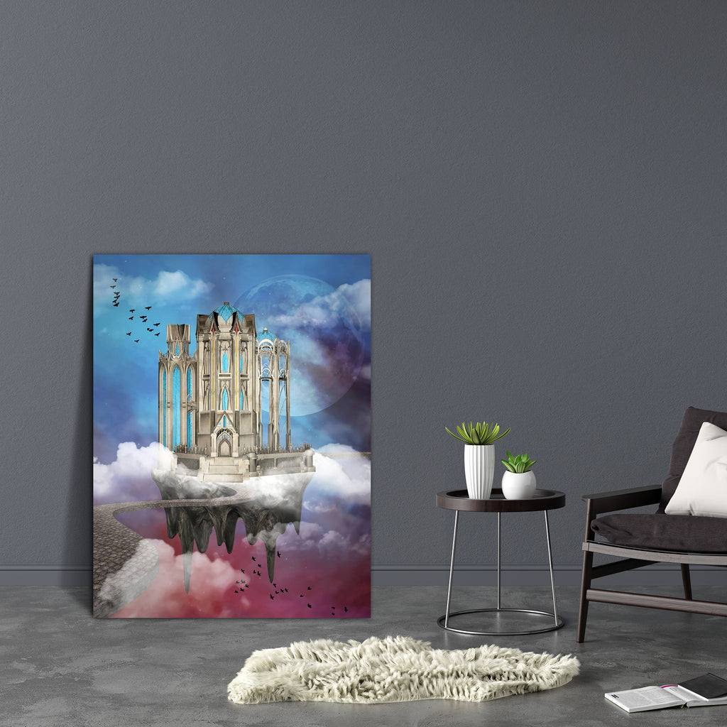 Fantasy Palace Canvas Painting Synthetic Frame-Paintings MDF Framing-AFF_FR-IC 5002356 IC 5002356, Architecture, Astronomy, Birds, Cosmology, Fantasy, Illustrations, Marble and Stone, Space, Stars, palace, canvas, painting, synthetic, frame, azure, blue, building, castle, clouds, colorful, fairy, tale, fairytale, galaxy, illustration, island, mansion, moon, moonlight, pathway, red, road, rock, sky, stone, street, structure, towers, windows, artzfolio, wall decor for living room, wall frames for living room,