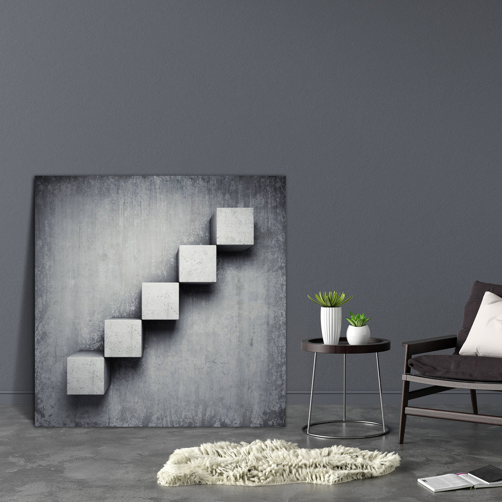 Abstract Concrete Staircase D1 Canvas Painting Synthetic Frame - Paintings MDF Framing - ArtzFolio.com