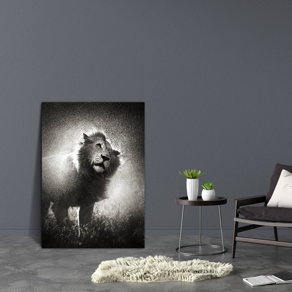 Male Lion in Kruger National Park, South Africa Canvas Painting Synthetic Frame-Paintings MDF Framing-AFF_FR-IC 5002390 IC 5002390, African, Animals, Art and Paintings, Black, Black and White, Individuals, Nature, Portraits, Scenic, White, Wildlife, male, lion, in, kruger, national, park, south, africa, canvas, painting, synthetic, frame, action, active, animal, art, artistic, b, w, big, body, carnivore, cat, drops, field, fur, grass, hair, head, image, leo, monochrome, monotone, movement, nobody, one, outd