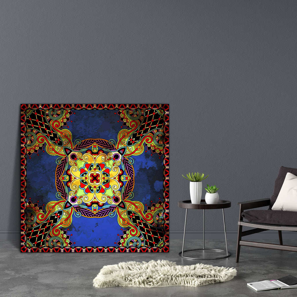 Floral Paisley Bandanna D6 Canvas Painting Synthetic Frame-Paintings MDF Framing-AFF_FR-IC 5002406 IC 5002406, Abstract Expressionism, Abstracts, Art and Paintings, Botanical, Culture, Ethnic, Fashion, Floral, Flowers, Hand Drawn, Illustrations, Nature, Paisley, Patterns, Persian, Pets, Retro, Semi Abstract, Signs, Signs and Symbols, Traditional, Tribal, World Culture, bandanna, d6, canvas, painting, synthetic, frame, abstract, art, artistic, background, border, carpet, cotton, cushion, decoration, design, 