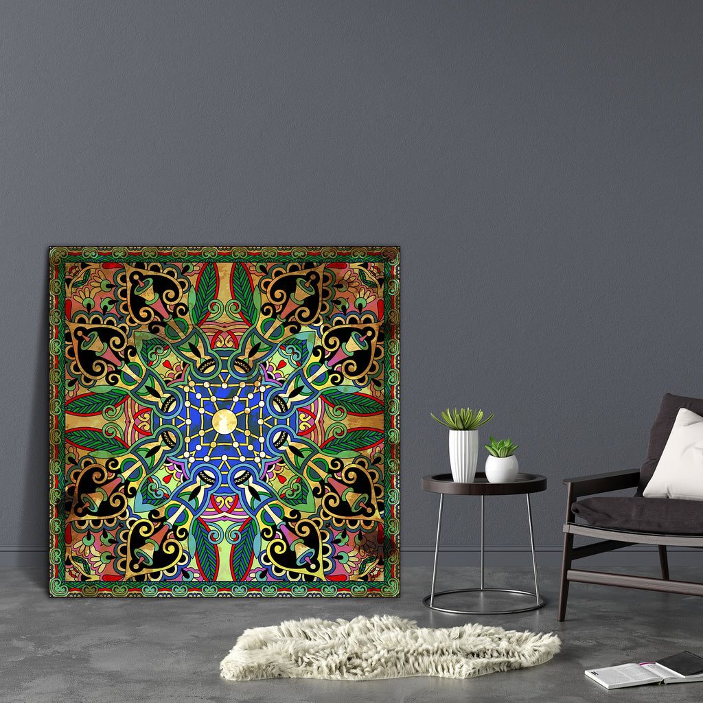 Floral Paisley Bandanna D11 Canvas Painting Synthetic Frame-Paintings MDF Framing-AFF_FR-IC 5002411 IC 5002411, Abstract Expressionism, Abstracts, Art and Paintings, Botanical, Culture, Ethnic, Fashion, Floral, Flowers, Hand Drawn, Illustrations, Nature, Paisley, Patterns, Persian, Pets, Retro, Semi Abstract, Signs, Signs and Symbols, Traditional, Tribal, World Culture, bandanna, d11, canvas, painting, synthetic, frame, abstract, art, artistic, background, border, carpet, cotton, cushion, decoration, design