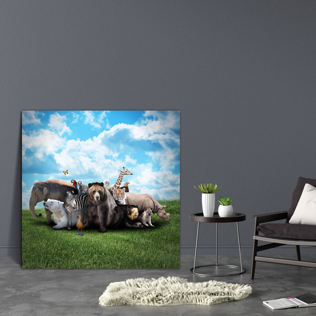 Group Of Animals Canvas Painting Synthetic Frame-Paintings MDF Framing-AFF_FR-IC 5002424 IC 5002424, Animals, Automobiles, Birds, Calligraphy, Collages, Landscapes, Nature, Scenic, Text, Transportation, Travel, Vehicles, Wildlife, group, of, canvas, painting, synthetic, frame, animal, wild, together, mammals, species, endangered, extinction, rhino, collage, freedom, tiger, animales, adventure, bear, bird, brown, carnivore, colorful, conservation, creature, danger, dangerous, duck, ecology, elephant, environ