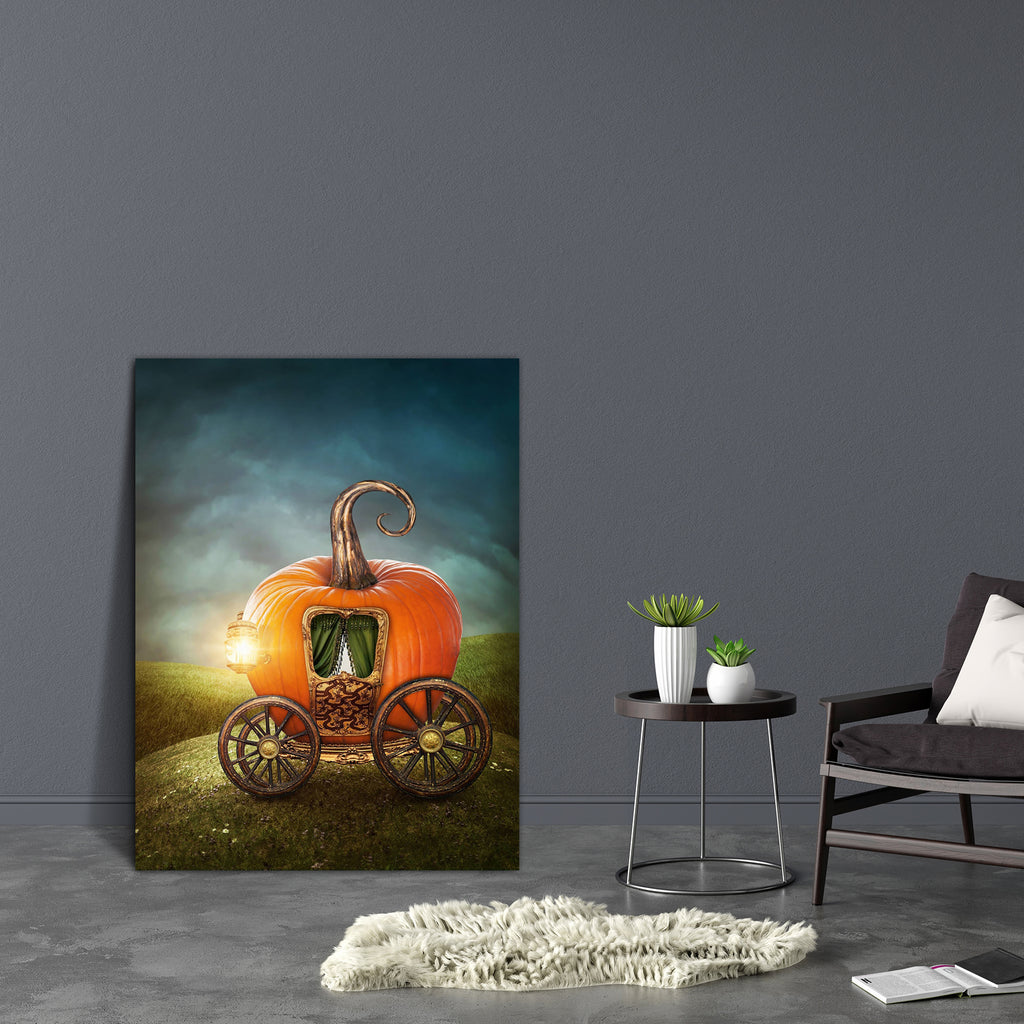Pumpkin Carriage On The Meadow Canvas Painting Synthetic Frame-Paintings MDF Framing-AFF_FR-IC 5002428 IC 5002428, Ancient, Art and Paintings, Cars, Fantasy, Fruit and Vegetable, Historical, Landscapes, Medieval, Scenic, Vegetables, Vintage, pumpkin, carriage, on, the, meadow, canvas, painting, synthetic, frame, cinderella, story, fairytale, fairy, tale, castle, antique, art, car, childhood, coach, door, dreams, drive, fable, fun, imagination, imagine, kingdom, lamp, land, landscape, orange, prince, princes