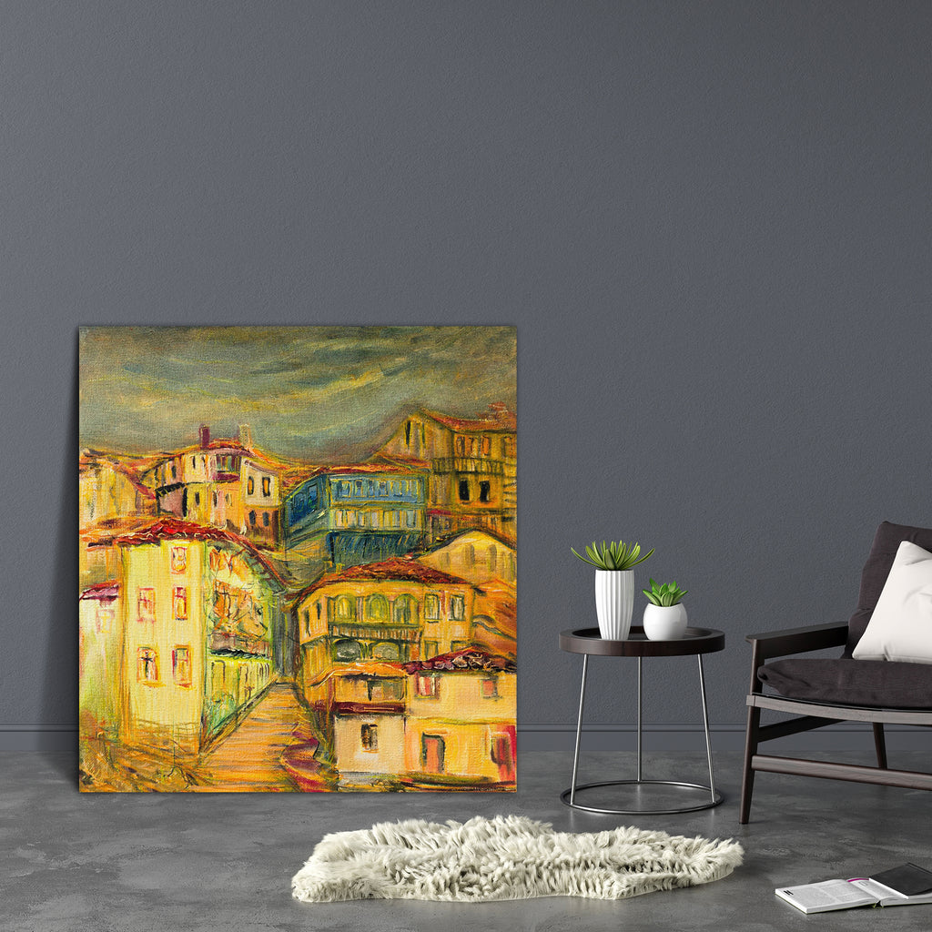 Old Vivid Village Houses Canvas Painting Synthetic Frame-Paintings MDF Framing-AFF_FR-IC 5002441 IC 5002441, Ancient, Architecture, Arrows, Art and Paintings, Culture, Drawing, Ethnic, Fine Art Reprint, Historical, Illustrations, Landscapes, Marble and Stone, Medieval, Mountains, Paintings, Retro, Rural, Scenic, Traditional, Tribal, Vintage, World Culture, old, vivid, village, houses, canvas, painting, synthetic, frame, art, artistic, artwork, autumn, bright, building, clouds, colored, dark, door, exterior,