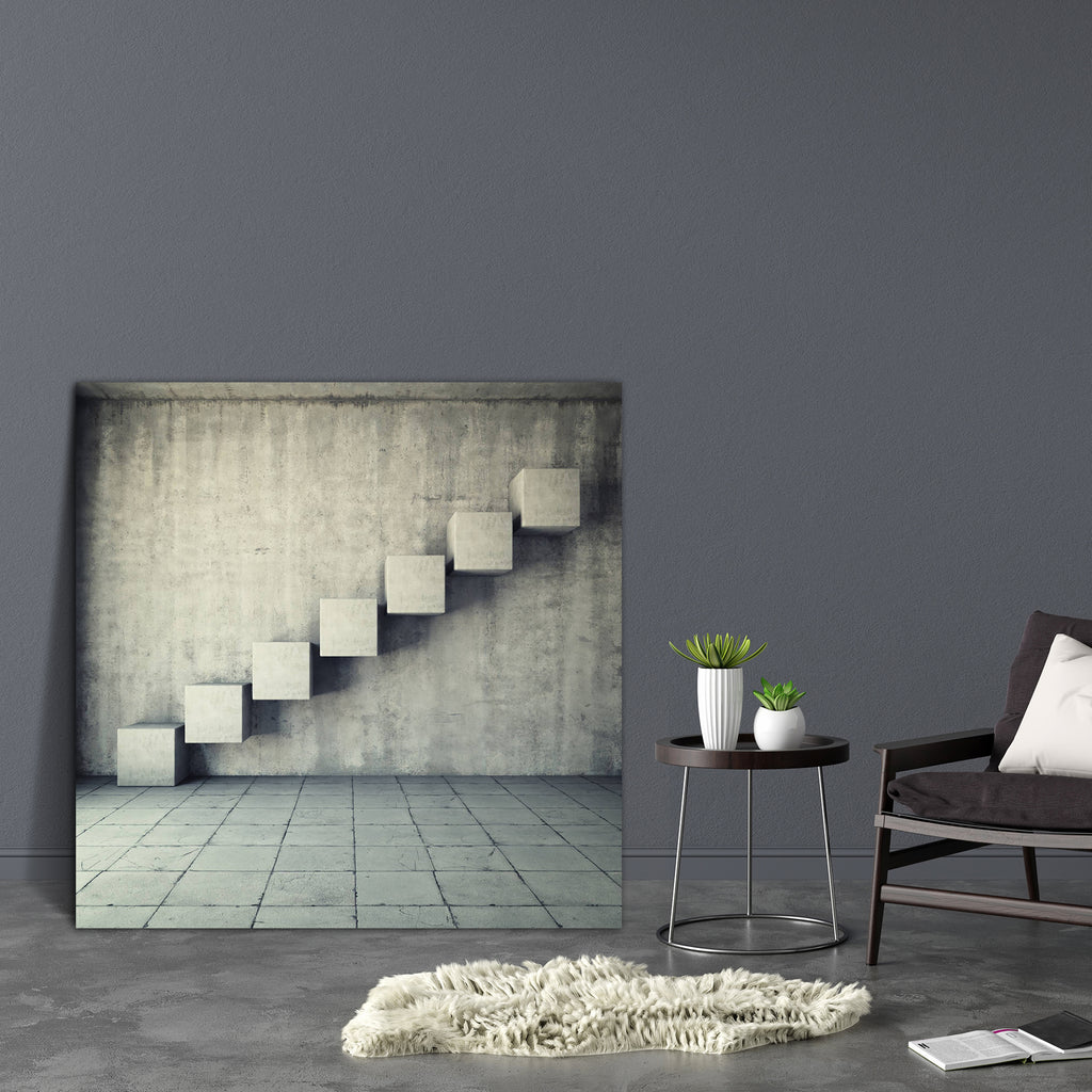 Abstract Concrete Staircase D2 Canvas Painting Synthetic Frame - Paintings MDF Framing - ArtzFolio.com