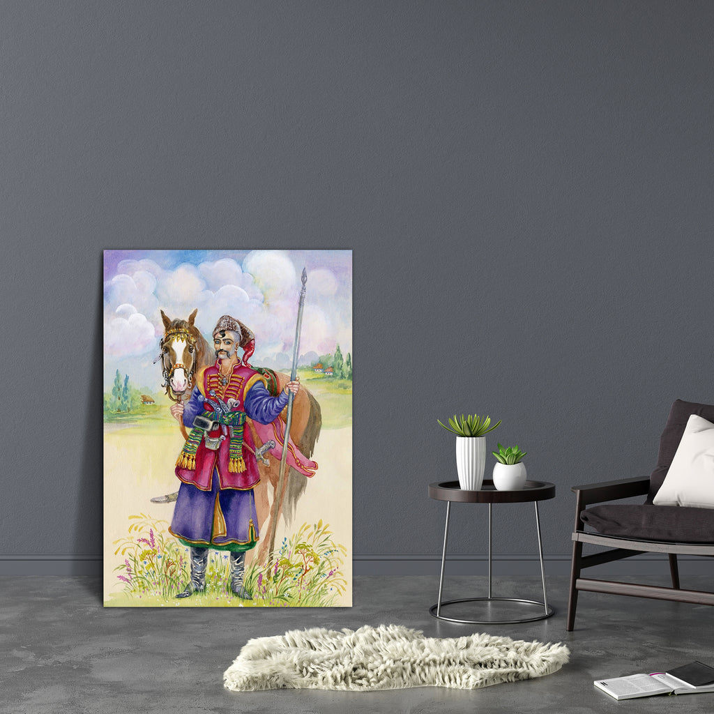 Ukrainian Cossack Horse Canvas Painting Synthetic Frame-Paintings MDF Framing-AFF_FR-IC 5002475 IC 5002475, Adult, Animals, Asian, Individuals, Love, Nature, Portraits, Romance, Rural, Scenic, Space, Watercolour, ukrainian, cossack, horse, canvas, painting, synthetic, frame, affection, attractive, beautiful, bond, camera, caring, caucasian, cheerful, color, copy, countryside, cute, denim, equestrian, equine, forties, gorgeous, handsome, kind, looking, male, mammals, man, model, one, outdoors, person, ponies