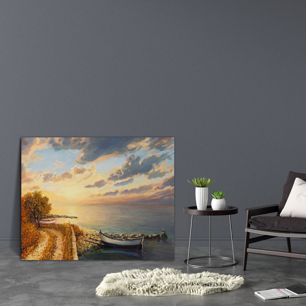 Colorful Sunrise Canvas Painting Synthetic Frame-Paintings MDF Framing-AFF_FR-IC 5002511 IC 5002511, Art and Paintings, Birds, Boats, Drawing, Fine Art Reprint, Illustrations, Landscapes, Nature, Nautical, Paintings, Scenic, Sunrises, Sunsets, colorful, sunrise, canvas, painting, synthetic, frame, oil, landscape, art, artwork, autumn, bay, bird, boat, clouds, coast, dawn, evening, fine, fishing, golden, illustration, image, light, morning, ocean, peaceful, picture, reflection, romantic, sea, seagull, seasca