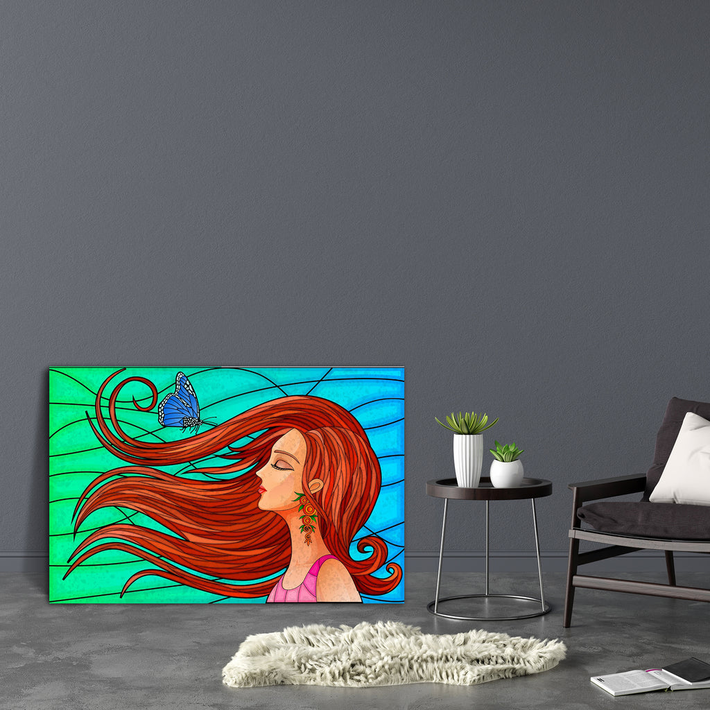 Blue Butterfly & Girl With Long Hair Canvas Painting Synthetic Frame-Paintings MDF Framing-AFF_FR-IC 5002524 IC 5002524, Adult, Art and Paintings, Botanical, Decorative, Digital, Digital Art, Fashion, Floral, Flowers, Graphic, Illustrations, Individuals, Modern Art, Nature, Paintings, People, Portraits, Signs, Signs and Symbols, blue, butterfly, girl, with, long, hair, canvas, painting, synthetic, frame, art, attractive, beautiful, concept, creative, decoration, design, element, editable, face, fashionable,