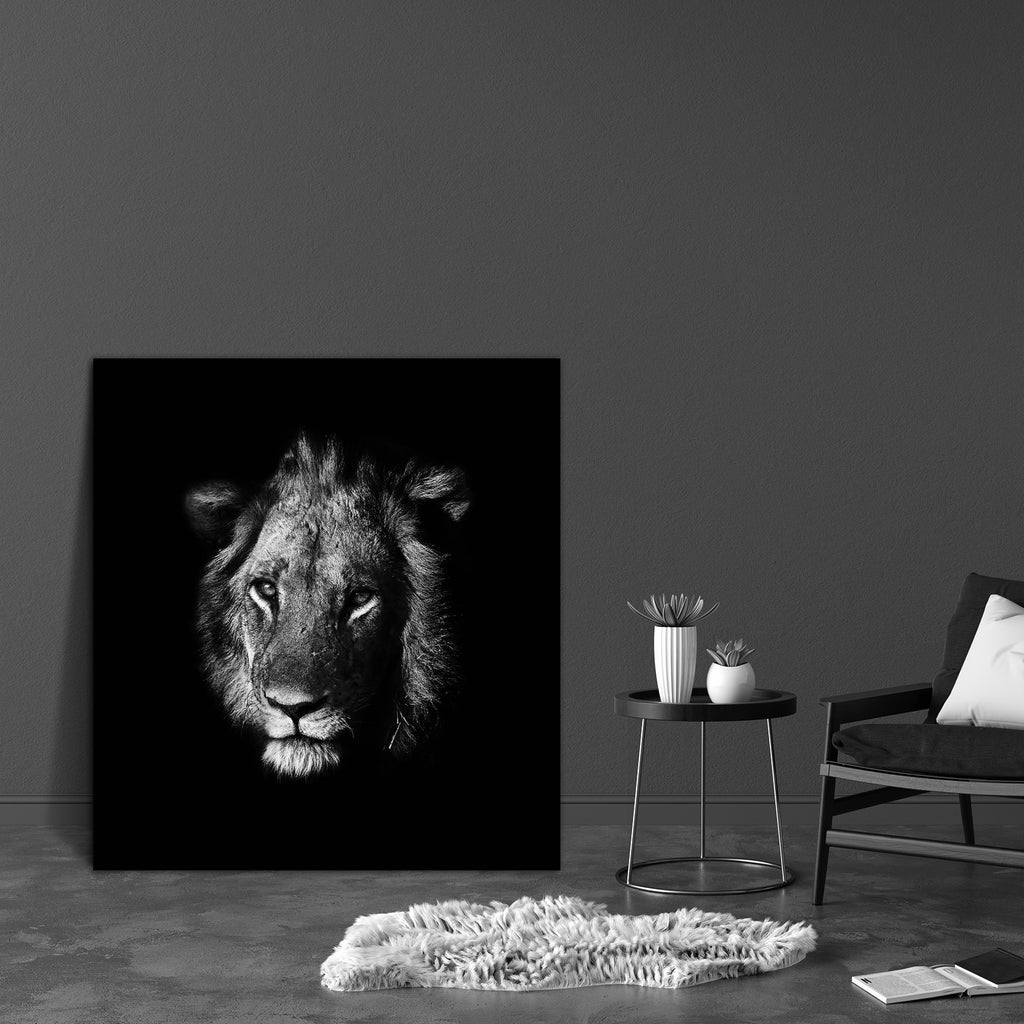Lion D4 Canvas Painting Synthetic Frame-Paintings MDF Framing-AFF_FR-IC 5002528 IC 5002528, African, Animals, Black, Black and White, Individuals, Nature, Portraits, Scenic, White, Wildlife, lion, d4, canvas, painting, synthetic, frame, africa, animal, big, five, carnivore, cat, dangerous, east, endangered, environment, feline, hunter, king, leader, lioness, majestic, mammal, national, park, natural, outdoors, predator, reserve, safari, savanna, wild, wilderness, zambia, artzfolio, wall decor for living roo