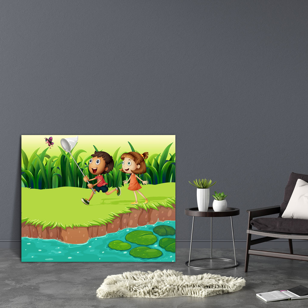 Kids Catching Butterflies Canvas Painting Synthetic Frame-Paintings MDF Framing-AFF_FR-IC 5002531 IC 5002531, Animals, Baby, Children, Digital, Digital Art, Drawing, Graphic, Illustrations, Kids, Nature, People, Scenic, catching, butterflies, canvas, painting, synthetic, frame, animal, boy, butterfly, catch, catcher, elongated, female, gentleman, girl, grass, green, happy, humans, illustration, image, insect, lady, lake, leaves, lilies, lilypad, little, long, male, man, natural, net, outdoor, outside, pest,