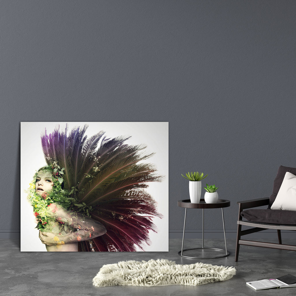 Woman Dressed With Part Of Nature Canvas Painting Synthetic Frame-Paintings MDF Framing-AFF_FR-IC 5002552 IC 5002552, Art and Paintings, Botanical, Collages, Decorative, Fantasy, Floral, Flowers, Individuals, Nature, Portraits, Scenic, Surrealism, woman, dressed, with, part, of, canvas, painting, synthetic, frame, art, artistic, attractive, beautiful, beauty, body, camouflage, collage, colorful, composition, creation, creativity, decoration, dress, eve, face, fashionable, flower, girl, gray, grey, imaginati
