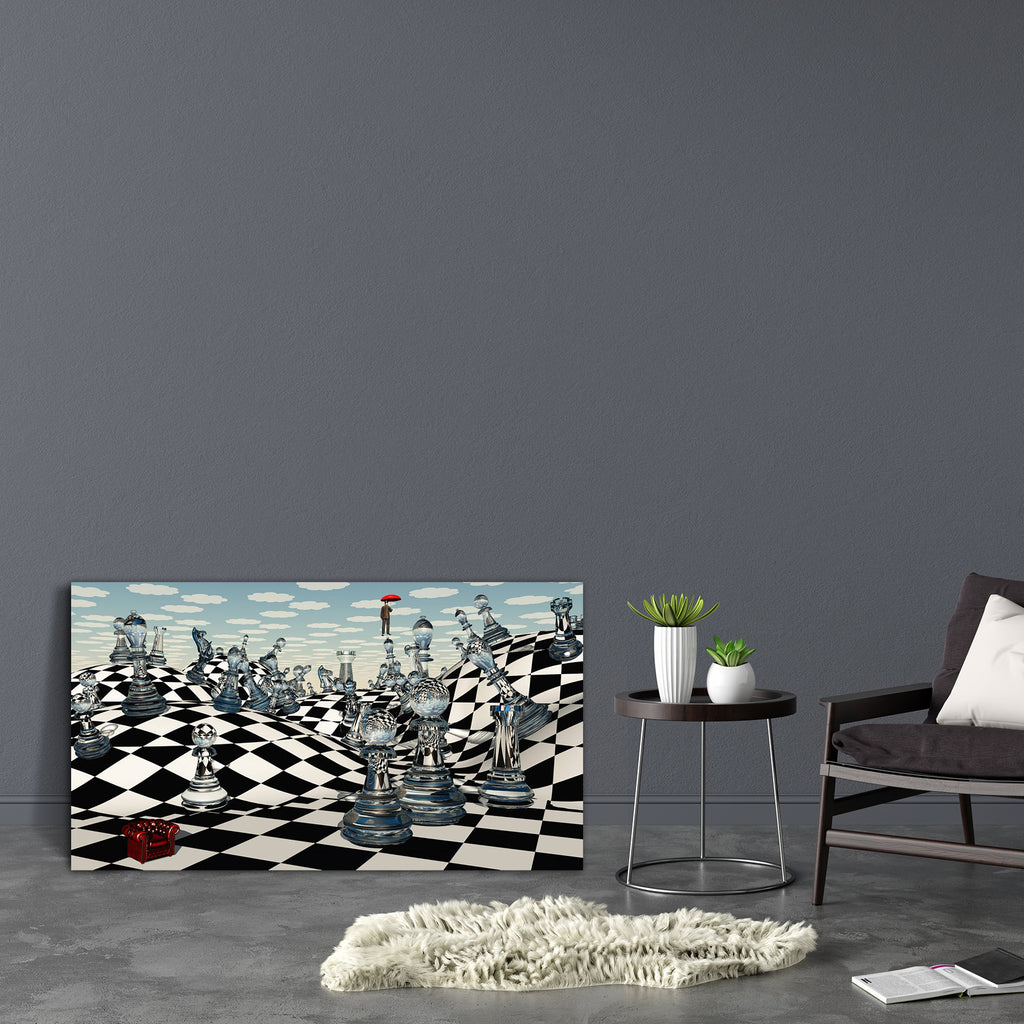Fantasy Chess Canvas Painting Synthetic Frame-Paintings MDF Framing-AFF_FR-IC 5002562 IC 5002562, Abstract Expressionism, Abstracts, Art and Paintings, Black, Black and White, Conceptual, Fantasy, God Ram, Hinduism, Illustrations, Landscapes, Realism, Scenic, Semi Abstract, Signs and Symbols, Sports, Surrealism, Symbols, White, chess, canvas, painting, synthetic, frame, wonderland, abstract, art, artistic, backdrop, background, battle, board, chessboard, clouds, concept, creative, drama, dream, dreams, drea