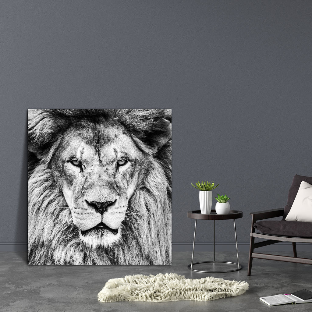 African Lion Canvas Painting Synthetic Frame - Paintings MDF Framing - ArtzFolio.com