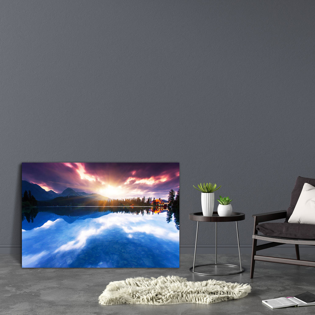 Mountain Lake In National Park High Tatra, Slovakia D2 Canvas Painting Synthetic Frame-Paintings MDF Framing-AFF_FR-IC 5002621 IC 5002621, Automobiles, Botanical, Floral, Flowers, Holidays, Landscapes, Mountains, Nature, Scenic, Seasons, Sunrises, Sunsets, Transportation, Travel, Vehicles, Wooden, mountain, lake, in, national, park, high, tatra, slovakia, d2, canvas, painting, synthetic, frame, autumn, background, bay, beautiful, cloud, coast, color, dark, dawn, ecology, environment, evening, fishing, flora