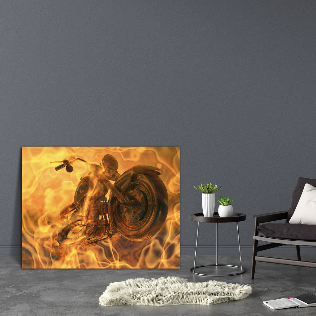 Motorcycle In Flames Canvas Painting Synthetic Frame-Paintings MDF Framing-AFF_FR-IC 5002627 IC 5002627, Bikes, Digital, Digital Art, Graphic, Illustrations, Realism, Surrealism, Metallic, motorcycle, in, flames, canvas, painting, synthetic, frame, bike, biker, burn, burning, dream, dreaming, drive, driving, fire, flame, gleam, gleaming, heat, hell, hot, illustration, light, realistic, reality, reflect, reflection, render, rendering, scene, surreal, surrealistic, virtual, visualization, artzfolio, wall deco
