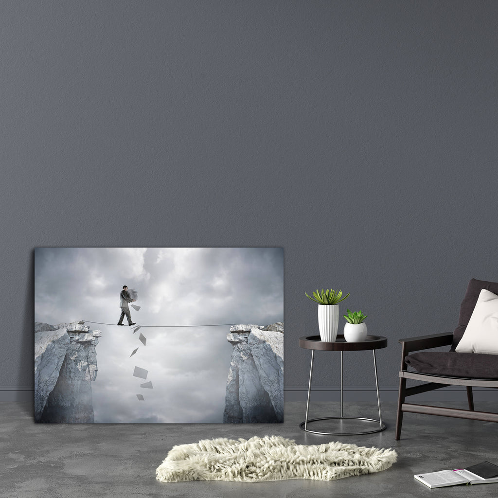 Business Balance Canvas Painting Synthetic Frame-Paintings MDF Framing-AFF_FR-IC 5002643 IC 5002643, Business, Landscapes, Mountains, Scenic, balance, canvas, painting, synthetic, frame, tight, rope, leadership, brave, concept, businessman, cable, challenge, control, danger, document, high, holding, landscape, paper, work, problem, protection, risky, situation, stability, walking, load, artzfolio, wall decor for living room, wall frames for living room, frames for living room, wall art, canvas painting, wal