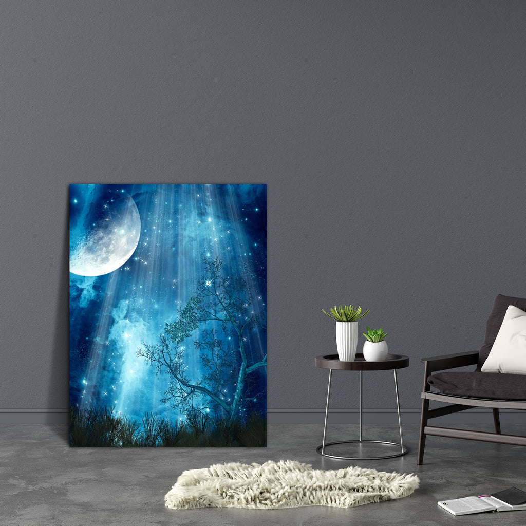 Fantasy Landscape With Big Moon In The Forest Canvas Painting Synthetic Frame-Paintings MDF Framing-AFF_FR-IC 5002667 IC 5002667, Books, Botanical, Digital, Digital Art, Fantasy, Floral, Flowers, Graphic, Landscapes, Nature, Scenic, landscape, with, big, moon, in, the, forest, canvas, painting, synthetic, frame, fairy, magic, tale, fairytale, fairies, fantastic, background, paisaje, dreamy, paysage, fairytales, cloud, egg, fae, golden, grass, manipulation, mist, misty, outdoor, peaceful, princess, rock, sce