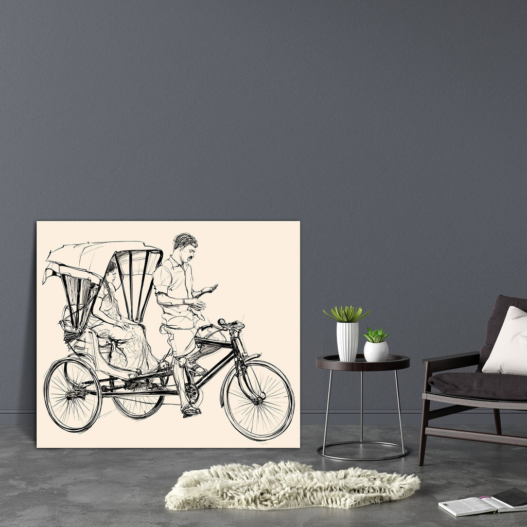 Indian Rickshaw Canvas Painting Synthetic Frame-Paintings MDF Framing-AFF_FR-IC 5002670 IC 5002670, Asian, Drawing, Illustrations, Indian, rickshaw, canvas, painting, synthetic, frame, india, tourism, bicycle, cycle, female, illustration, passenger, riding, saree, sari, taxi, women, artzfolio, wall decor for living room, wall frames for living room, frames for living room, wall art, canvas painting, wall frame, scenery, panting, paintings for living room, framed wall art, wall painting, scenery painting, fr