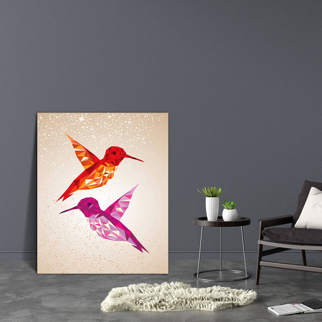 Abstract Humming Birds Canvas Painting Synthetic Frame - Paintings MDF Framing - ArtzFolio.com