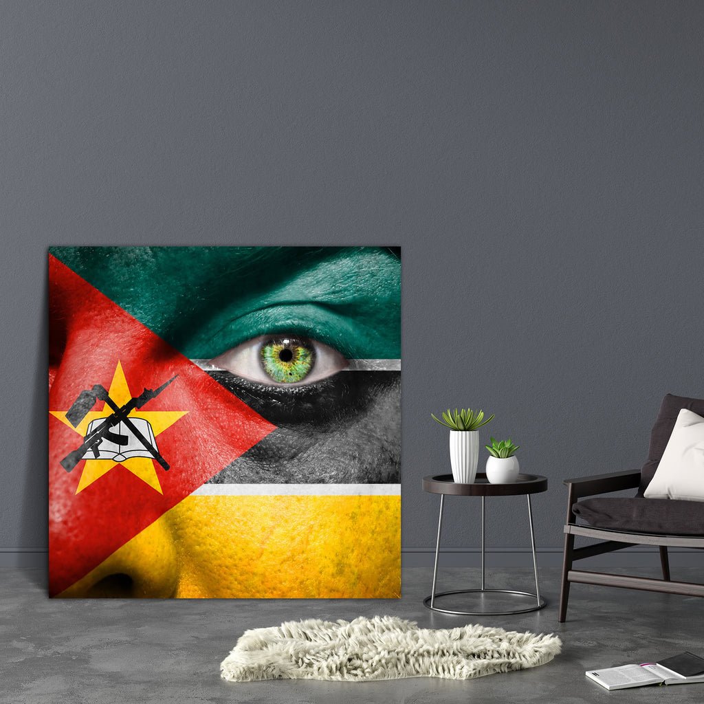Mozambique Flag Painted On A Face Canvas Painting Synthetic Frame-Paintings MDF Framing-AFF_FR-IC 5002689 IC 5002689, African, Art and Paintings, Black, Black and White, Books, Countries, Flags, People, Signs, Signs and Symbols, Sports, Symbols, Triangles, mozambique, flag, painted, on, a, face, canvas, painting, synthetic, frame, africa, art, background, book, color, colour, country, cup, expression, eye, paint, facial, fan, fanatic, finger, follower, freedom, games, green, independence, independent, liber
