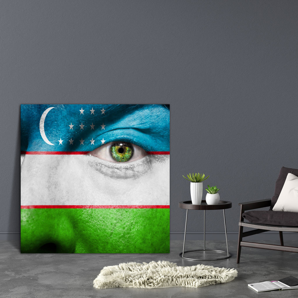 Uzbek Flag Painted On A Face Canvas Painting Synthetic Frame-Paintings MDF Framing-AFF_FR-IC 5002692 IC 5002692, Art and Paintings, Countries, Flags, People, Signs, Signs and Symbols, Sports, Stars, Symbols, uzbek, flag, painted, on, a, face, canvas, painting, synthetic, frame, art, background, blue, color, colour, country, crescent, cup, expression, eye, paint, facial, fan, fanatic, finger, follower, freedom, games, green, independence, independent, liberty, looking, make, up, male, man, nation, national, 