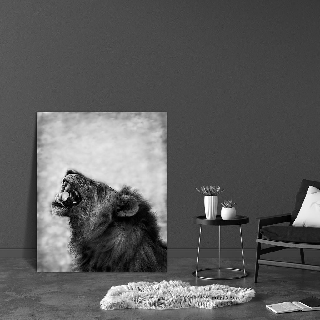 Lion Displaying Teeth Canvas Painting Synthetic Frame-Paintings MDF Framing-AFF_FR-IC 5002701 IC 5002701, African, Animals, Art and Paintings, Black, Black and White, Individuals, Nature, Portraits, Scenic, White, Wildlife, lion, displaying, teeth, canvas, painting, synthetic, frame, action, africa, aggressive, animal, art, artistic, behavior, big, and, carnivore, cat, dangerous, display, ferocious, fierce, fur, growl, hair, head, hostile, image, leo, male, mane, monochrome, mouth, national, nobody, one, op