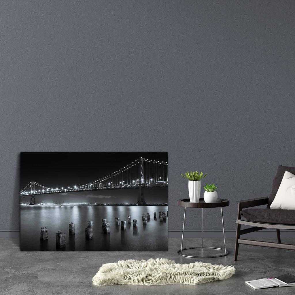 San Francisco Bay Bridge at Night, USA Canvas Painting Synthetic Frame-Paintings MDF Framing-AFF_FR-IC 5002729 IC 5002729, American, Ancient, Architecture, Automobiles, Black, Black and White, Cities, City Views, Historical, Landmarks, Landscapes, Medieval, Nature, Places, Scenic, Skylines, Transportation, Travel, Vintage, White, Metallic, san, francisco, bay, bridge, at, night, usa, canvas, painting, synthetic, frame, golden, gate, cityscape, beautiful, and, image, cable, california, city, dark, downtown, 