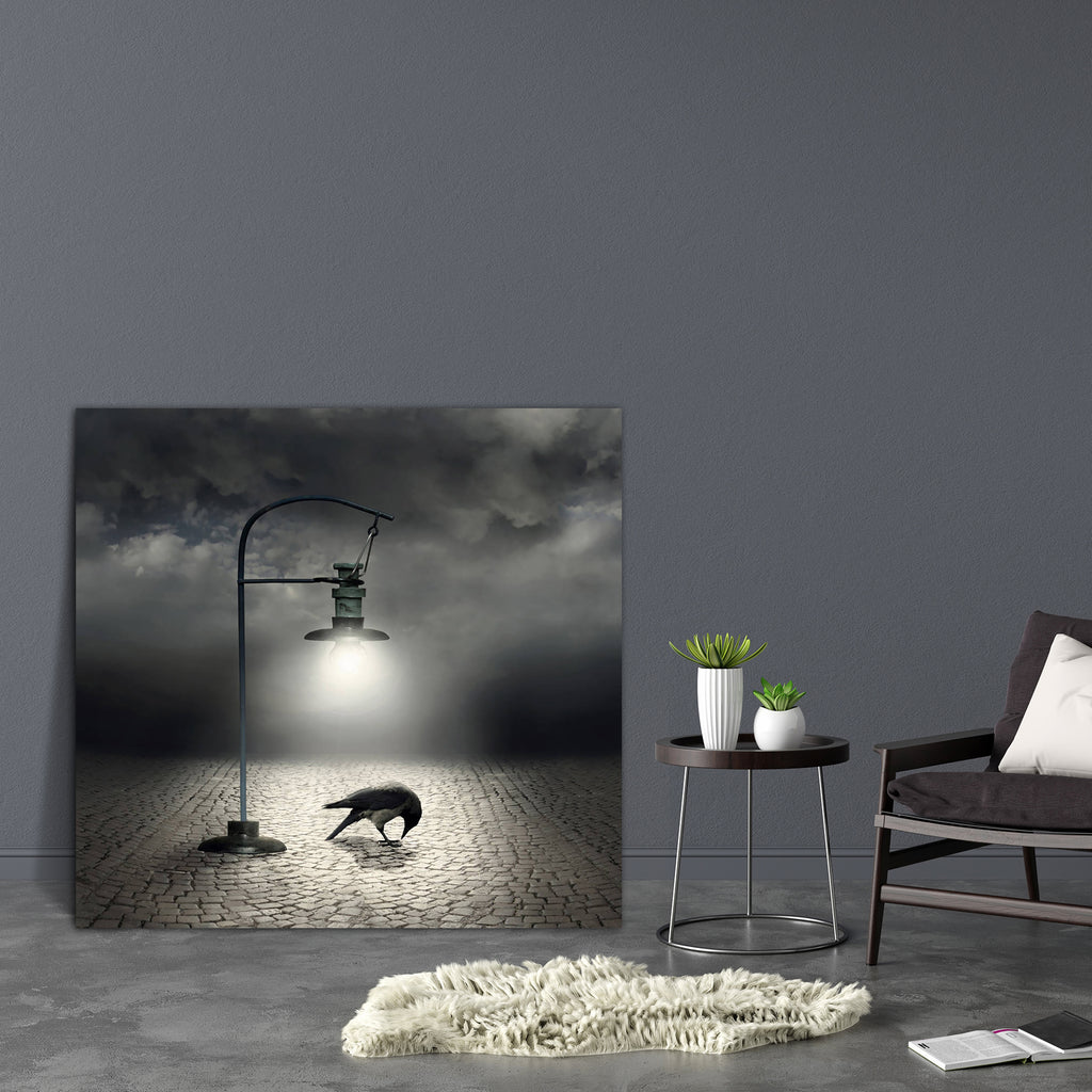 Streetlight That Illuminates A Crow Canvas Painting Synthetic Frame-Paintings MDF Framing-AFF_FR-IC 5002732 IC 5002732, Animals, Art and Paintings, Birds, Collages, Fantasy, Gothic, Illustrations, Marble and Stone, Realism, Surrealism, streetlight, that, illuminates, a, crow, canvas, painting, synthetic, frame, animal, art, artist, artistic, bird, cobblestones, collage, composition, creativity, dark, darkness, detail, environment, exterior, fun, funny, goth, illustration, illustrative, imagination, imagine,