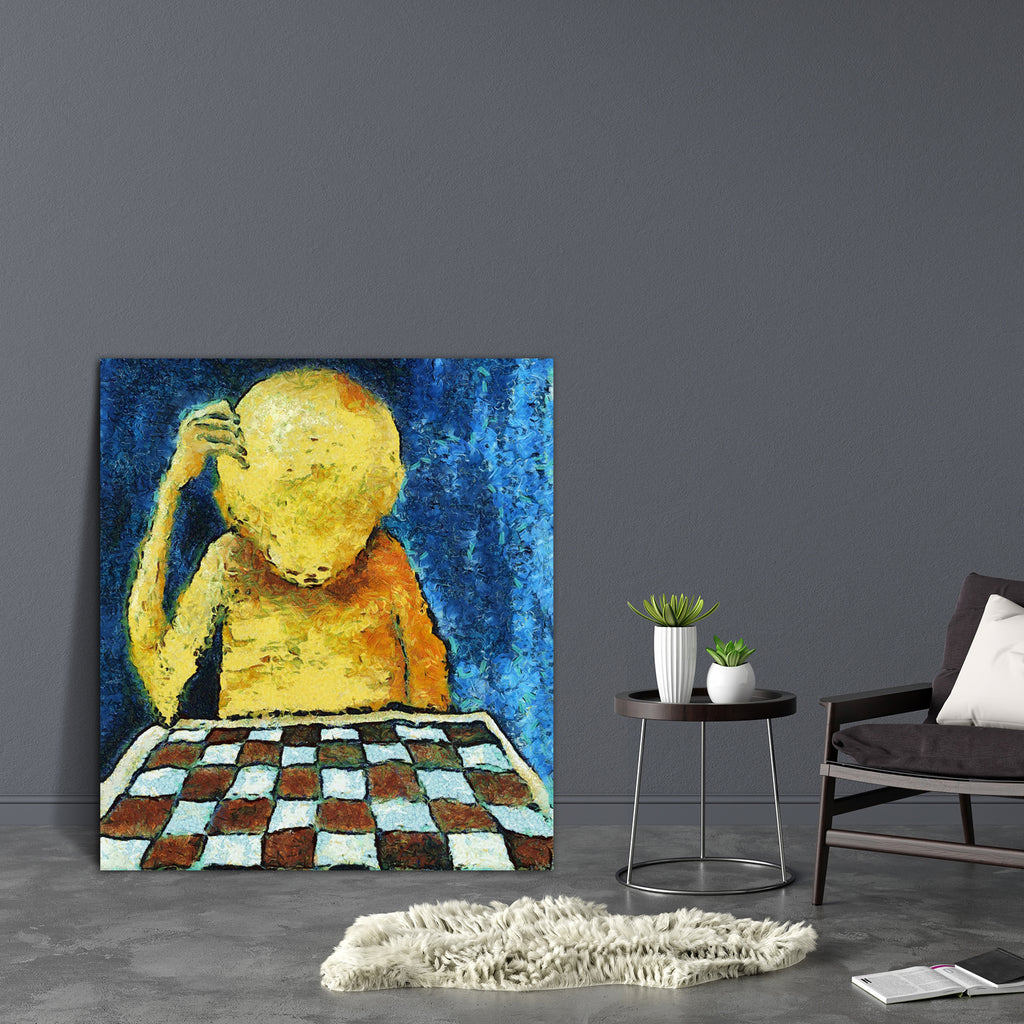 Lonesome Chess Player Canvas Painting Synthetic Frame-Paintings MDF Framing-AFF_FR-IC 5002737 IC 5002737, Conceptual, Sports, lonesome, chess, player, canvas, painting, synthetic, frame, alone, brain, checkmate, concentration, contemplation, game, head, intellect, intelligence, loneliness, lonely, mind, reason, reflection, solitary, solitude, solution, solve, think, thinking, thought, artzfolio, wall decor for living room, wall frames for living room, frames for living room, wall art, canvas painting, wall 