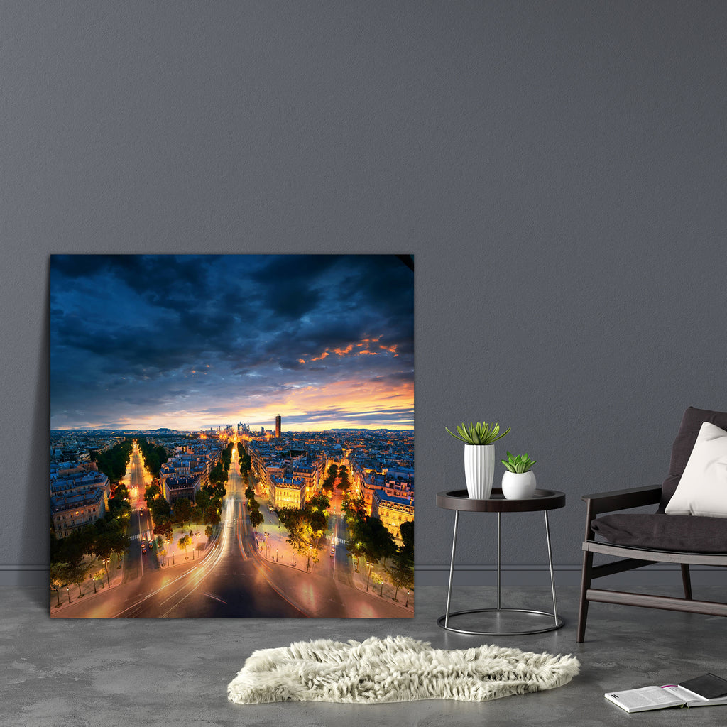 Night Paris, France Canvas Painting Synthetic Frame-Paintings MDF Framing-AFF_FR-IC 5002740 IC 5002740, Architecture, Automobiles, Business, Cars, Cities, City Views, French, Panorama, Sunsets, Transportation, Travel, Urban, Vehicles, night, paris, france, canvas, painting, synthetic, frame, aerial, afternoon, amazing, angle, arc, avenue, beautiful, boulevard, building, capital, car, charles, city, line, cityscape, clouds, de, defense, district, downtown, europe, european, green, high, horizon, la, light, t