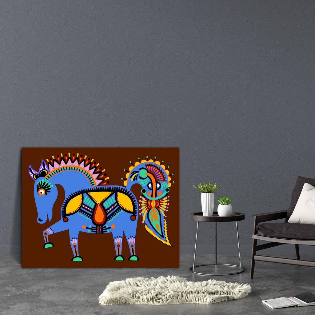 Ukrainian Tribal Ethnic Artwork Unusual Horse D1 Canvas Painting Synthetic Frame-Paintings MDF Framing-AFF_FR-IC 5002766 IC 5002766, Abstract Expressionism, Abstracts, Ancient, Animals, Animated Cartoons, Art and Paintings, Caricature, Cartoons, Culture, Digital, Digital Art, Drawing, Ethnic, Folk Art, Graphic, Hand Drawn, Historical, Illustrations, Medieval, Patterns, Retro, Semi Abstract, Signs, Signs and Symbols, Symbols, Traditional, Tribal, Vintage, World Culture, ukrainian, artwork, unusual, horse, d1