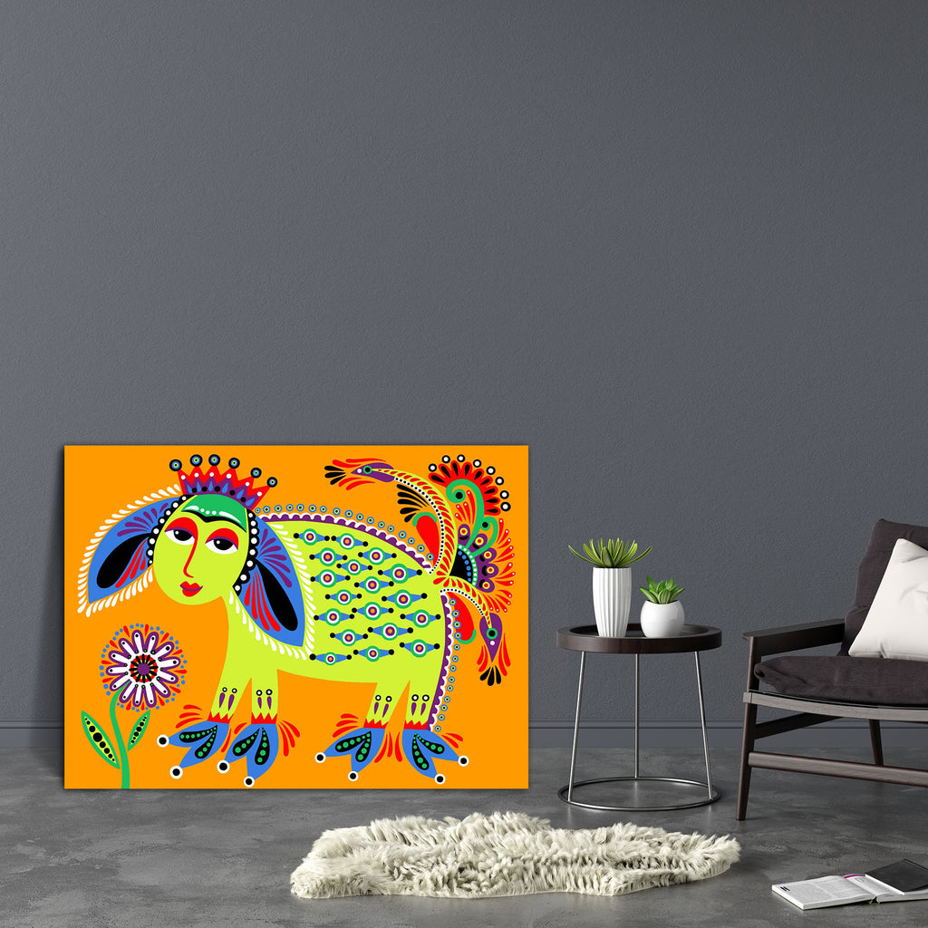 Ukrainian Tribal Ethnic Artwork Unusual Animal Canvas Painting Synthetic Frame-Paintings MDF Framing-AFF_FR-IC 5002767 IC 5002767, Abstract Expressionism, Abstracts, Ancient, Animals, Animated Cartoons, Art and Paintings, Botanical, Caricature, Cartoons, Comics, Culture, Digital, Digital Art, Drawing, Ethnic, Floral, Flowers, Folk Art, Graphic, Hand Drawn, Historical, Illustrations, Medieval, Nature, Paintings, Patterns, Retro, Semi Abstract, Signs, Signs and Symbols, Traditional, Tribal, Vintage, World Cul