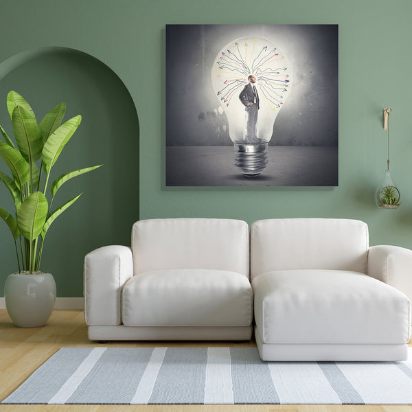 Businessman Thinking In A Light Bulb Canvas Painting Synthetic Frame-Paintings MDF Framing-AFF_FR-IC 5002782 IC 5002782, Arrows, Art and Paintings, Business, Cities, City Views, Inspirational, Motivation, Motivational, People, businessman, thinking, in, a, light, bulb, canvas, painting, for, bedroom, living, room, engineered, wood, frame, idea, genius, innovation, achievement, arrow, brain, bright, brilliant, concept, creative, creativity, decision, discovery, electric, electricity, energy, enlightenment, g