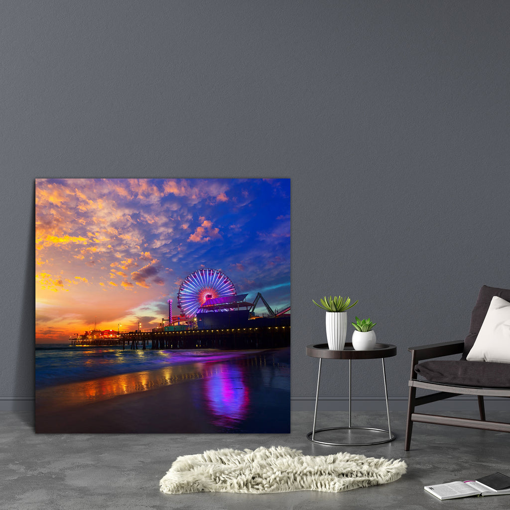Santa Monica California Sunset Canvas Painting Synthetic Frame-Paintings MDF Framing-AFF_FR-IC 5002799 IC 5002799, American, Automobiles, Entertainment, Landmarks, Landscapes, Nature, Places, Scenic, Sunsets, Transportation, Travel, Vehicles, santa, monica, california, sunset, canvas, painting, synthetic, frame, pier, ablaze, america, background, beach, beautiful, blue, coast, colorful, dramatic, dusk, fair, ferris, illuminated, landmark, landscape, lights, lit, nightfall, ocean, outdoor, pacific, purple, r