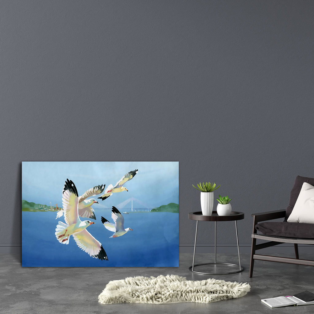 Watercolor Seagulls Canvas Painting Synthetic Frame-Paintings MDF Framing-AFF_FR-IC 5002863 IC 5002863, Animals, Art and Paintings, Birds, Black and White, Landscapes, Paintings, Scenic, Signs, Signs and Symbols, Splatter, Watercolour, White, watercolor, seagulls, canvas, painting, synthetic, frame, seagull, landscape, flying, animal, art, artistic, artwork, blue, breeze, bright, brushstrokes, colorful, creativity, design, feathers, flight, freedom, freshness, handmade, handwork, horizon, horizontal, impres