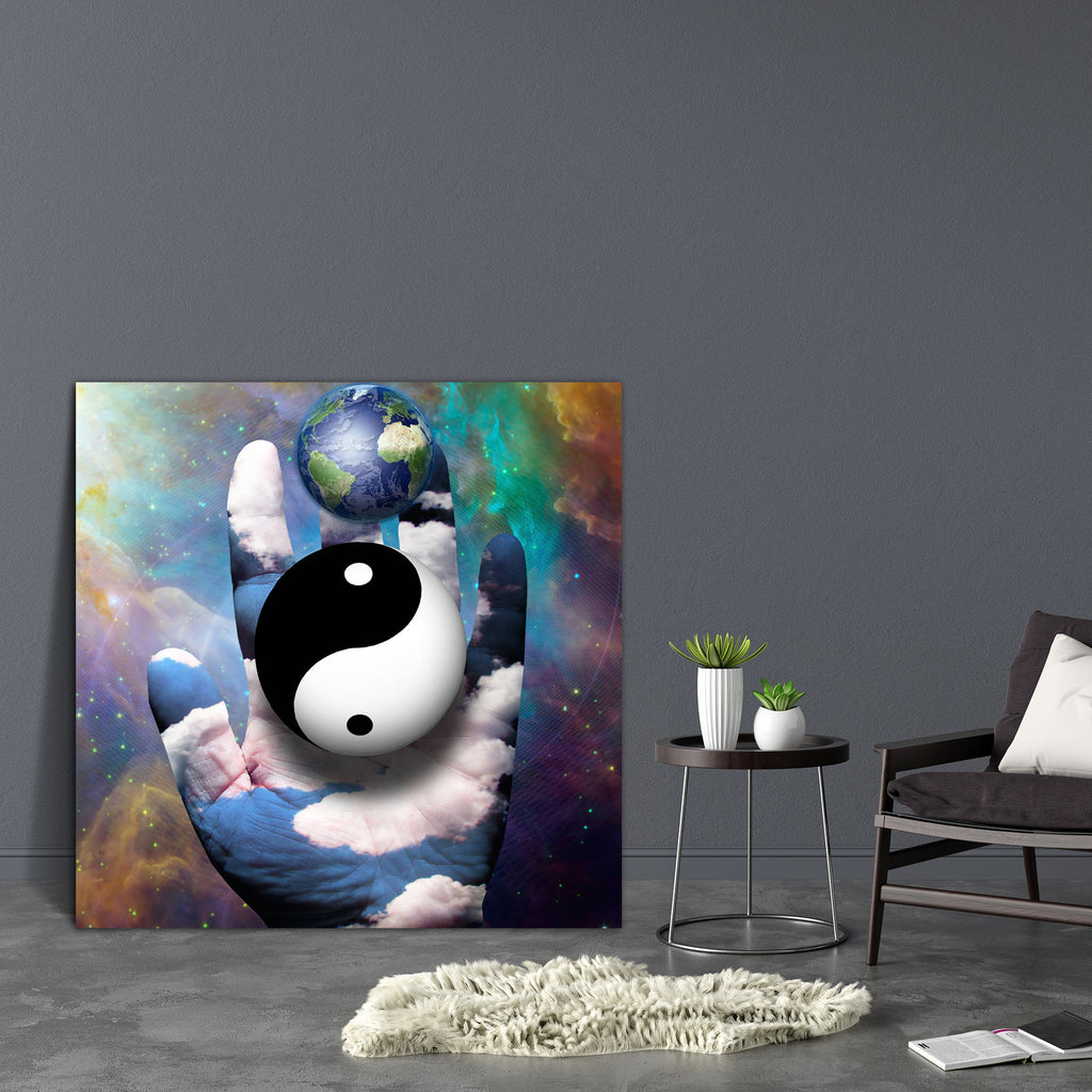 Yin Yang & Earth Hover Above Hand Canvas Painting Synthetic Frame-Paintings MDF Framing-AFF_FR-IC 5002876 IC 5002876, Abstract Expressionism, Abstracts, Asian, Astronomy, Automobiles, Black, Black and White, Buddhism, Chinese, Conceptual, Cosmology, Countries, Culture, Ethnic, Fantasy, Futurism, Icons, Maps, Nature, People, Religion, Religious, Scenic, Semi Abstract, Signs, Signs and Symbols, Space, Spiritual, Stars, Symbols, Traditional, Transportation, Travel, Tribal, Vehicles, White, World Culture, yin, 