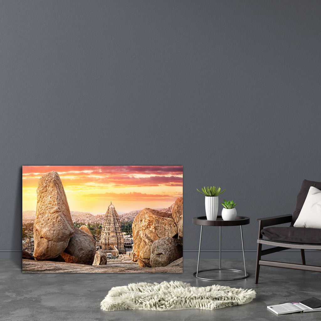 Virupaksha Temple & Hemakuta Hill Canvas Painting Synthetic Frame-Paintings MDF Framing-AFF_FR-IC 5002887 IC 5002887, Ancient, Architecture, Asian, Automobiles, Cities, City Views, God Shiv, Hinduism, Historical, Indian, Landmarks, Marble and Stone, Medieval, Mountains, Places, Religion, Religious, Sunsets, Transportation, Travel, Vehicles, Vintage, virupaksha, temple, hemakuta, hill, canvas, painting, synthetic, frame, hampi, archeology, asia, bazaar, boulder, building, city, civilization, dramatic, empire