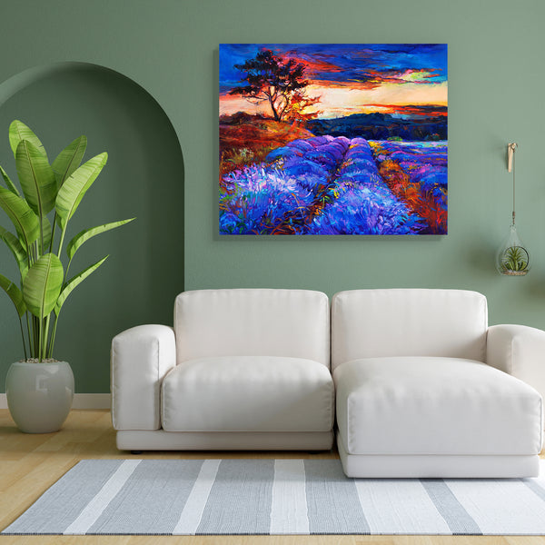 Lavender Fields D3 Canvas Painting Synthetic Frame-Paintings MDF Framing-AFF_FR-IC 5002889 IC 5002889, Abstract Expressionism, Abstracts, Art and Paintings, Botanical, Floral, Flowers, Illustrations, Impressionism, Japanese, Landscapes, Modern Art, Nature, Paintings, Rural, Scenic, Seasons, Semi Abstract, Signs, Signs and Symbols, Sunsets, lavender, fields, d3, canvas, painting, for, bedroom, living, room, engineered, wood, frame, oil, abstract, acrylic, art, artistic, beautiful, blue, bright, brush, charmi