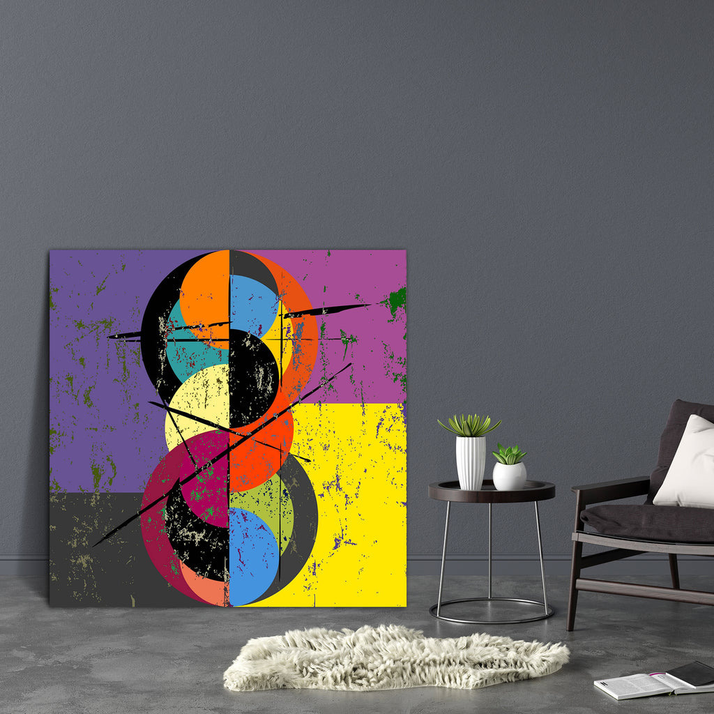 Abstract Vintage Style Circle D2 Canvas Painting Synthetic Frame - Paintings MDF Framing - ArtzFolio.com
