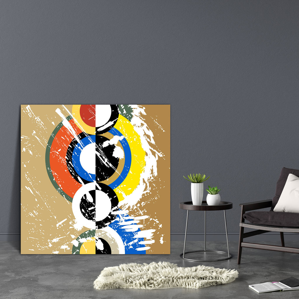 Abstract Vintage Style Circle D3 Canvas Painting Synthetic Frame - Paintings MDF Framing - ArtzFolio.com