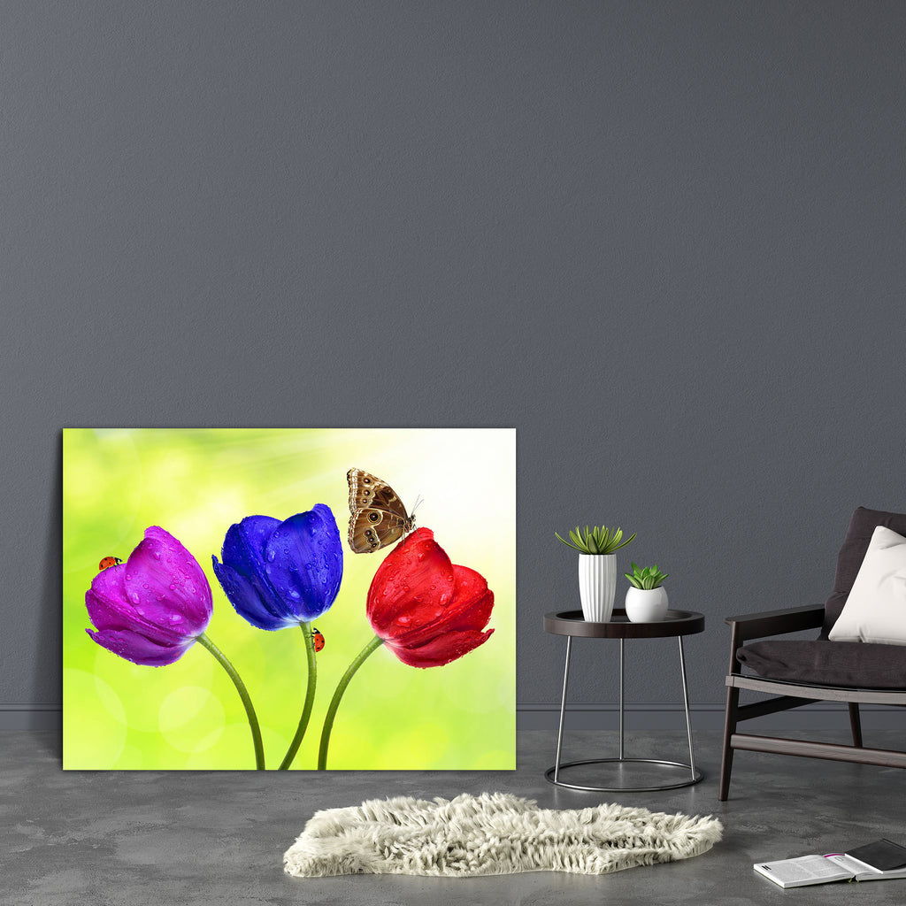 Dewy Colorful Tulips With Butterfly On Green Canvas Painting Synthetic Frame-Paintings MDF Framing-AFF_FR-IC 5002950 IC 5002950, Animals, Birds, Botanical, Floral, Flowers, Love, Nature, Romance, Scenic, Space, Wildlife, dewy, colorful, tulips, with, butterfly, on, green, canvas, painting, synthetic, frame, animal, anniversary, april, arrangement, beautiful, beauty, bloom, blossom, blue, bouquet, bright, bud, bunch, celebrate, color, congratulation, decorate, decoration, dew, drop, elegance, flora, florist,