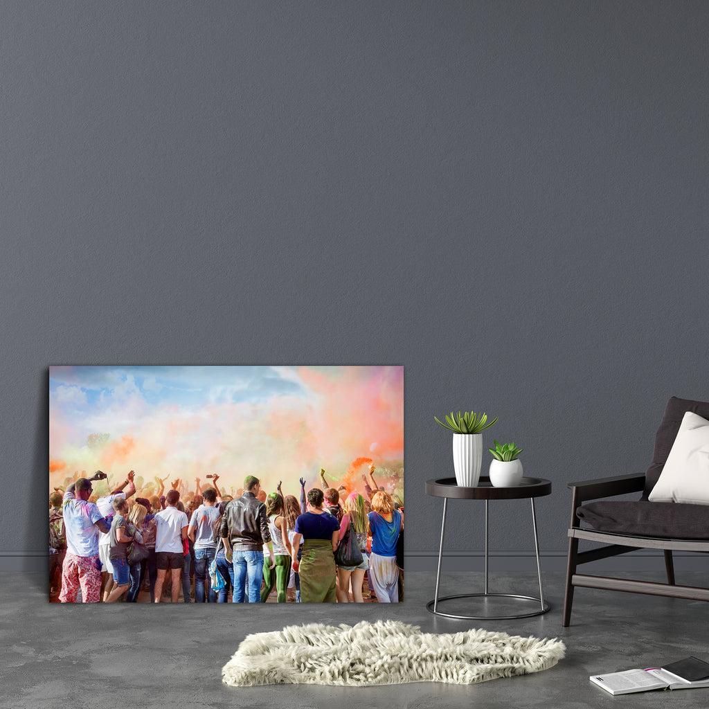 Holi Festival Canvas Painting Synthetic Frame-Paintings MDF Framing-AFF_FR-IC 5002962 IC 5002962, Asian, Automobiles, Cities, City Views, Culture, Ethnic, Festivals, Festivals and Occasions, Festive, Hinduism, Holidays, Indian, People, Religion, Religious, Spiritual, Traditional, Transportation, Travel, Tribal, Vehicles, World Culture, holi, festival, canvas, painting, synthetic, frame, india, crowd, asia, celebrating, celebration, ceremony, color, colorful, colour, colourful, covered, decorated, decoration