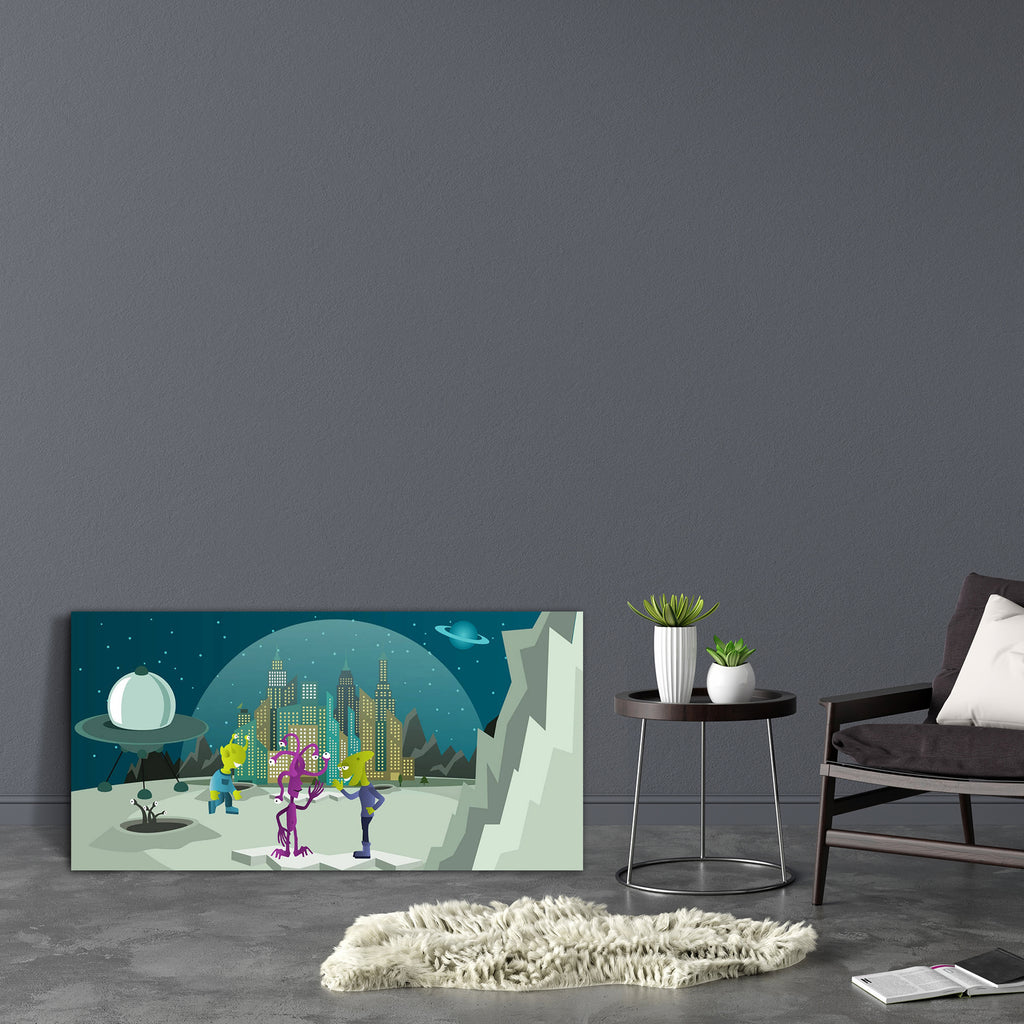 Aliens From Another Planet Canvas Painting Synthetic Frame - Paintings MDF Framing - ArtzFolio.com