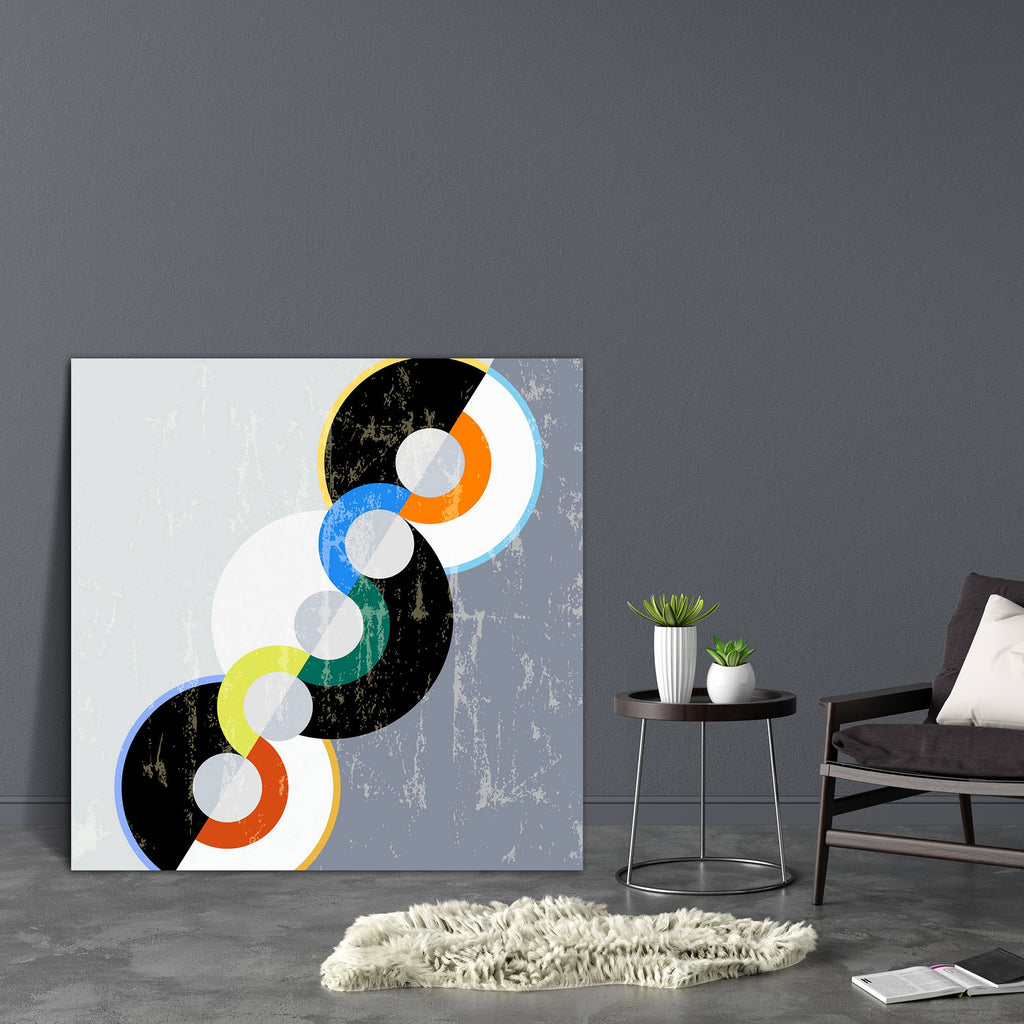 Abstract Vintage Style Circle D4 Canvas Painting Synthetic Frame - Paintings MDF Framing - ArtzFolio.com