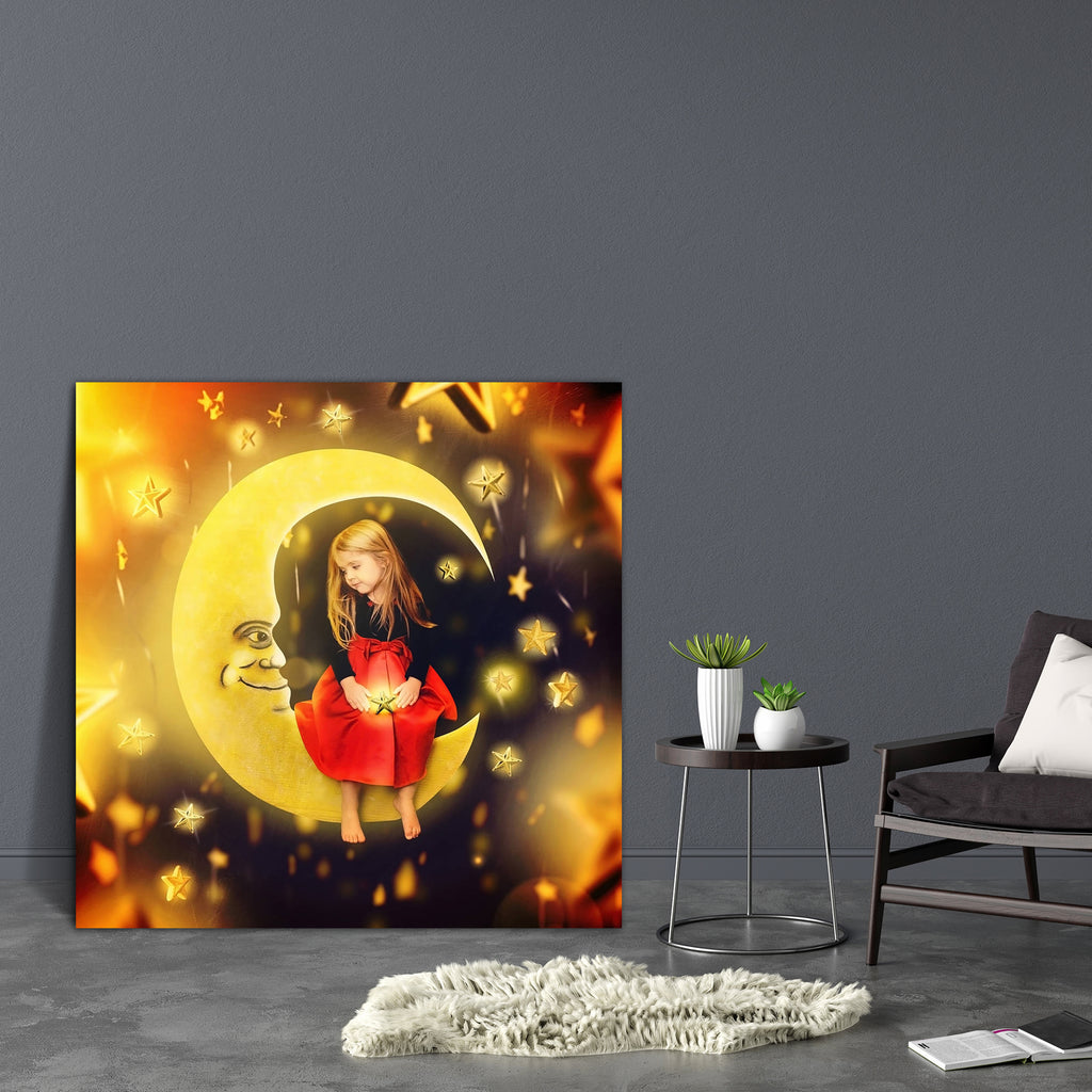 Girl on a Bright Moon With Falling Stars Canvas Painting Synthetic Frame-Paintings MDF Framing-AFF_FR-IC 5002990 IC 5002990, Art and Paintings, Astronomy, Baby, Children, Cosmology, Drawing, Fantasy, Holidays, Kids, Nature, Scenic, Space, Stars, girl, on, a, bright, moon, with, falling, canvas, painting, synthetic, frame, above, art, artistic, artwork, background, beautiful, beauty, bed, bedtime, character, child, childhood, concept, creative, dark, dream, explore, fairy, fairytale, female, glow, happy, hea