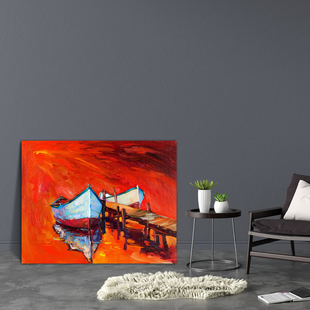Boats & Jetty D5 Canvas Painting Synthetic Frame-Paintings MDF Framing-AFF_FR-IC 5003001 IC 5003001, Abstract Expressionism, Abstracts, Art and Paintings, Automobiles, Boats, Drawing, Illustrations, Impressionism, Landscapes, Modern Art, Nature, Nautical, Paintings, Scenic, Semi Abstract, Sketches, Sunsets, Transportation, Travel, Vehicles, Watercolour, jetty, d5, canvas, painting, synthetic, frame, abstract, acrylic, art, artist, artistic, artwork, backdrop, beach, blue, boat, bright, color, composition, c