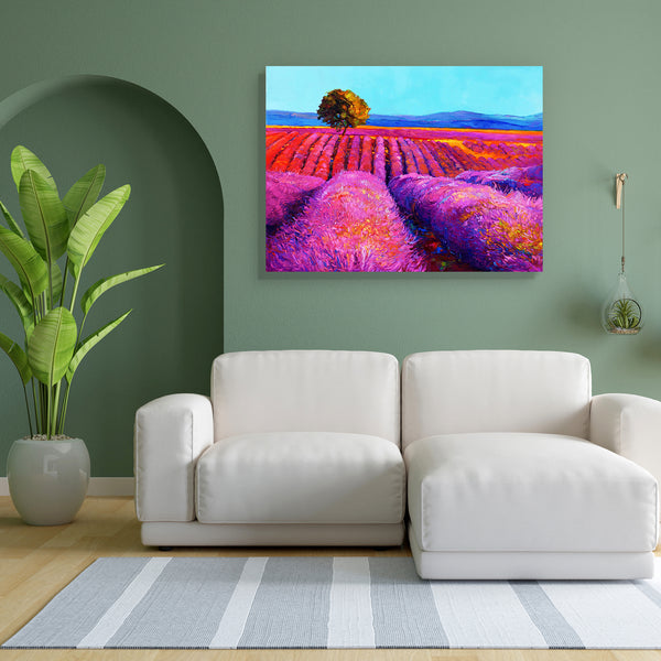 Lavender Fields D4 Canvas Painting Synthetic Frame-Paintings MDF Framing-AFF_FR-IC 5003005 IC 5003005, Abstract Expressionism, Abstracts, Art and Paintings, Botanical, Floral, Flowers, Illustrations, Impressionism, Japanese, Landscapes, Modern Art, Nature, Paintings, Rural, Scenic, Seasons, Semi Abstract, Signs, Signs and Symbols, Sunsets, lavender, fields, d4, canvas, painting, for, bedroom, living, room, engineered, wood, frame, oil, abstract, art, field, flower, acrylic, artistic, beautiful, blue, bright