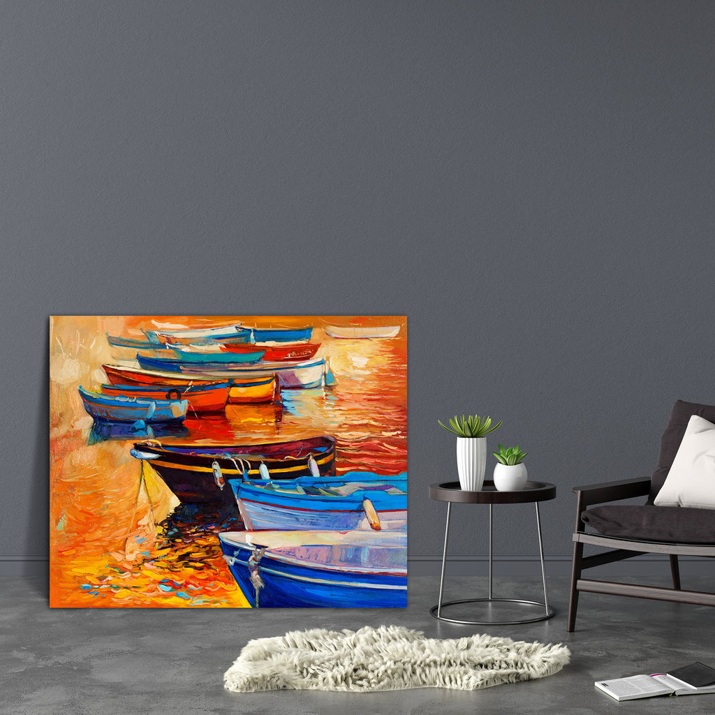 Boats & Jetty D7 Canvas Painting Synthetic Frame-Paintings MDF Framing-AFF_FR-IC 5003007 IC 5003007, Abstract Expressionism, Abstracts, Art and Paintings, Automobiles, Boats, Drawing, Illustrations, Impressionism, Landscapes, Modern Art, Nature, Nautical, Paintings, Scenic, Semi Abstract, Sketches, Sunsets, Transportation, Travel, Vehicles, Watercolour, jetty, d7, canvas, painting, synthetic, frame, oil, abstract, acrylic, art, artist, artistic, artwork, backdrop, beach, blue, boat, bright, color, compositi