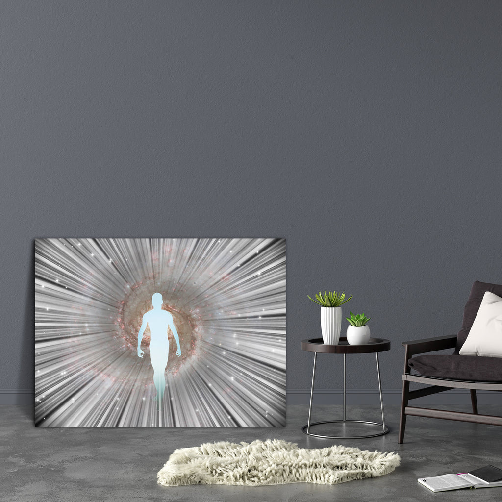 Human Figure Emerges From Light Canvas Painting Synthetic Frame-Paintings MDF Framing-AFF_FR-IC 5003009 IC 5003009, Abstract Expressionism, Abstracts, Astronomy, Conceptual, Cosmology, Fantasy, Futurism, Icons, Illustrations, Nature, Religion, Religious, Scenic, Science Fiction, Semi Abstract, Signs, Signs and Symbols, Space, Spiritual, Stars, Symbols, human, figure, emerges, from, light, canvas, painting, synthetic, frame, abstract, alien, background, beautiful, blue, bright, color, concept, cosmos, creati